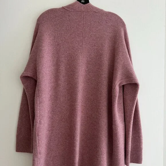 VINCE - Boiled Cashmere Open Rib Trim Cardigan, Heather Mauve, S - Picture 7 of 13